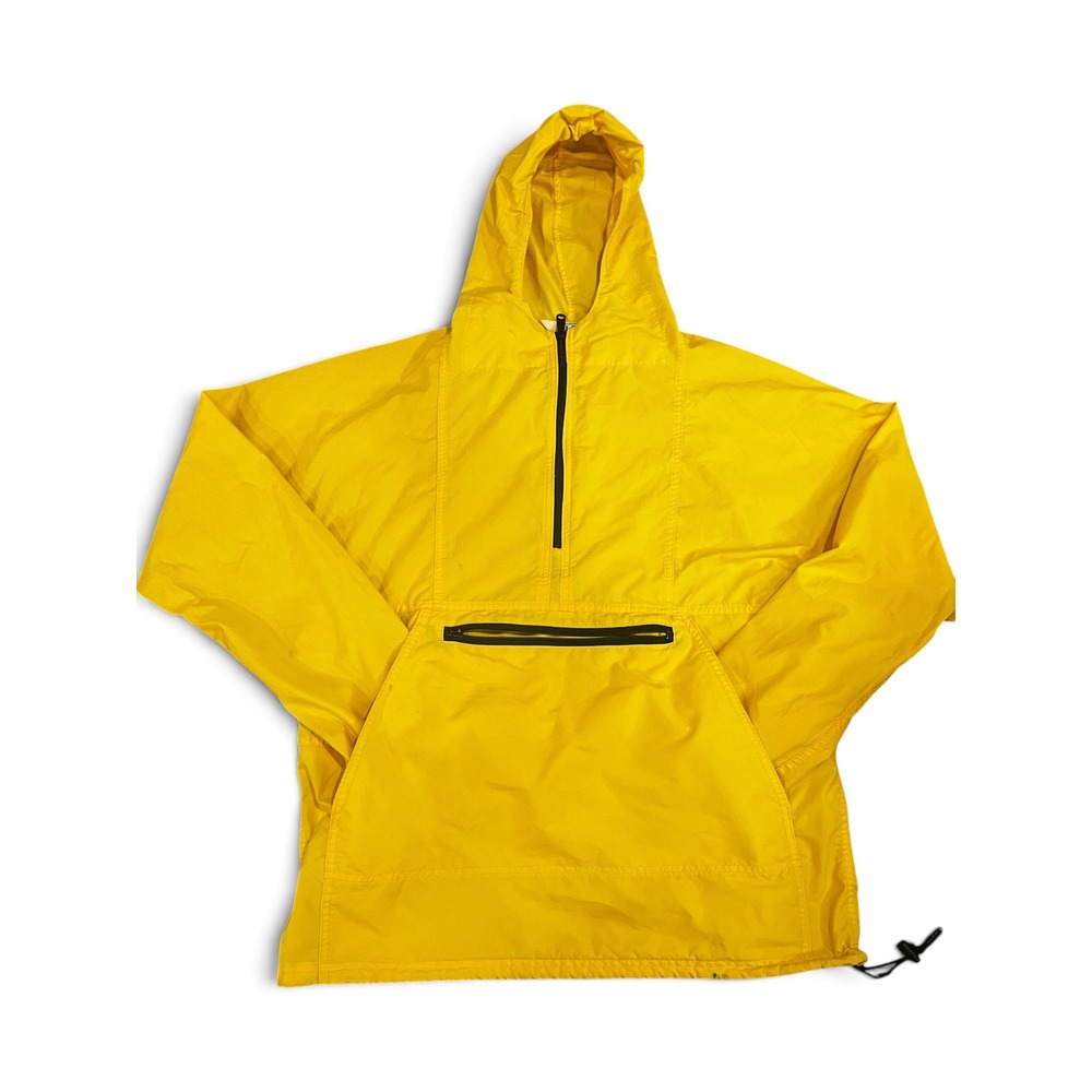 Vintage LL Bean Anorak Windbreaker Yellow Mens Medium 1390 Made in USA Stained